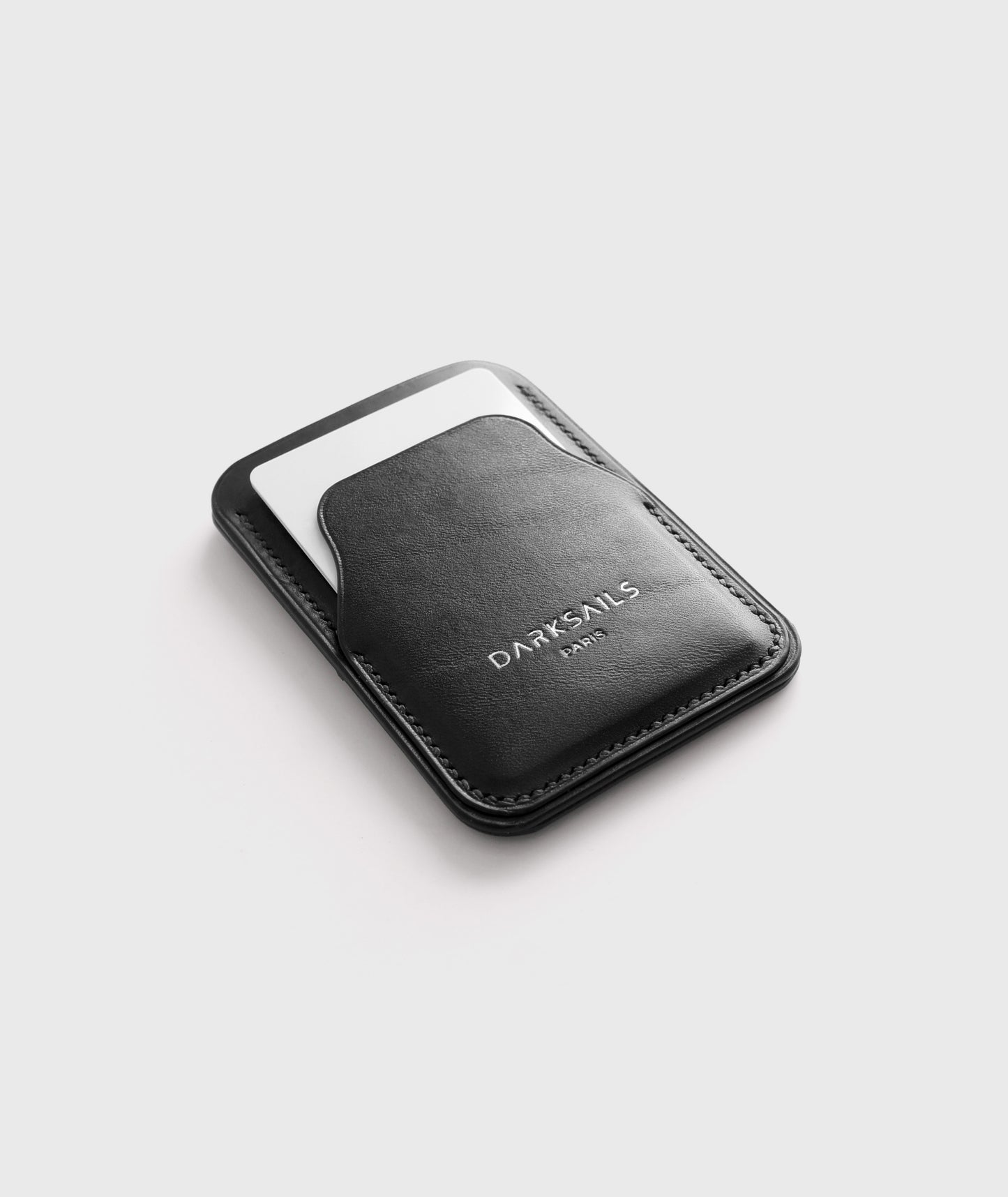Black leather pull tab card holder