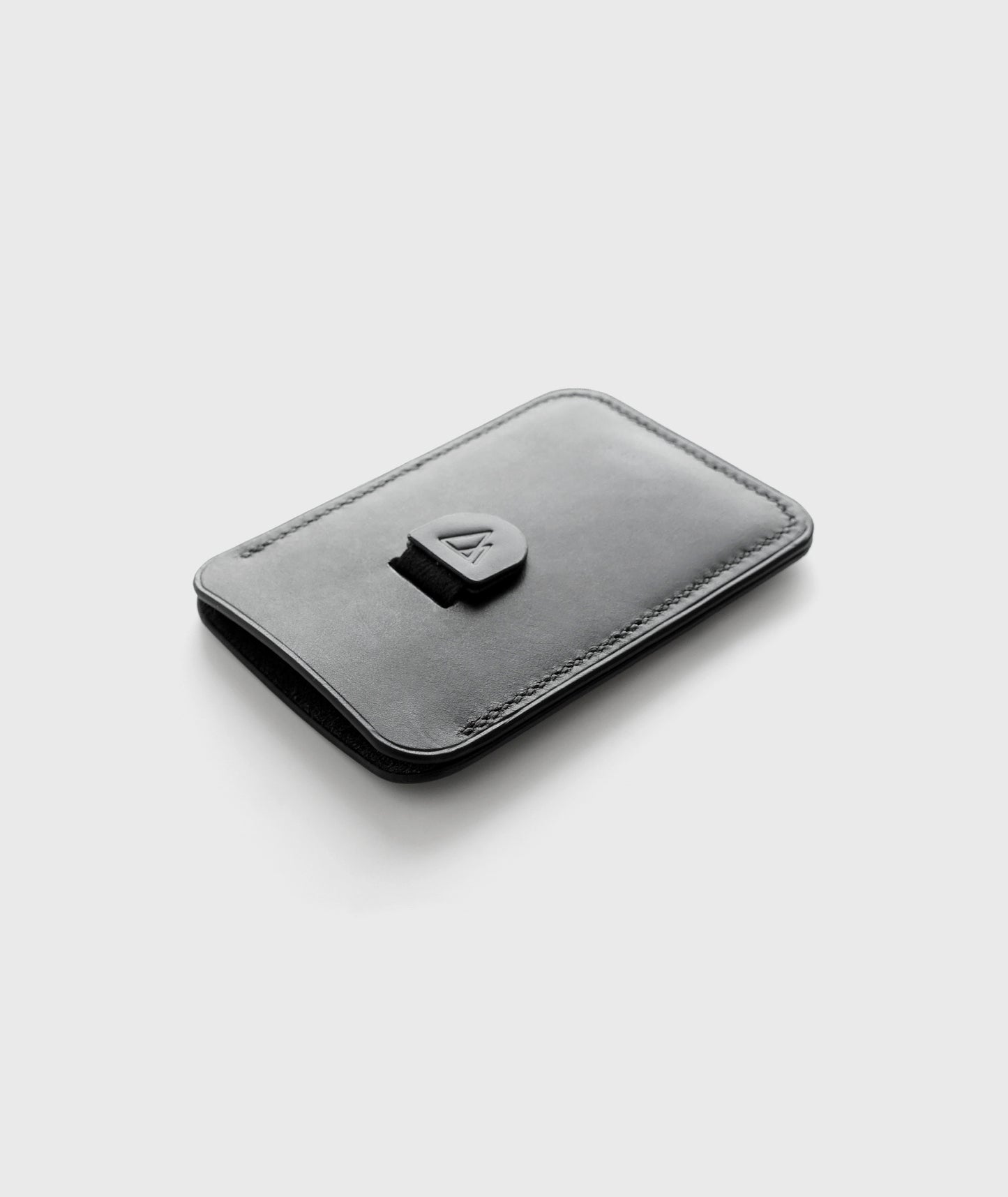 Black leather pull tab card holder