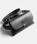 leather belt bag - handmade in black full grain vegetable tanned leather - made in france - sac ceinture en cuir noir à tannage végétale naturel pleine fleur - darksails