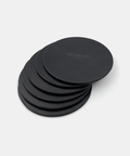 Set of 6 leather coasters - handmade in black full grain vegetable tanned leather - made in france - lot de 6 dessous de verre en cuir noir à tannage végétale naturel pleine fleur - darksails