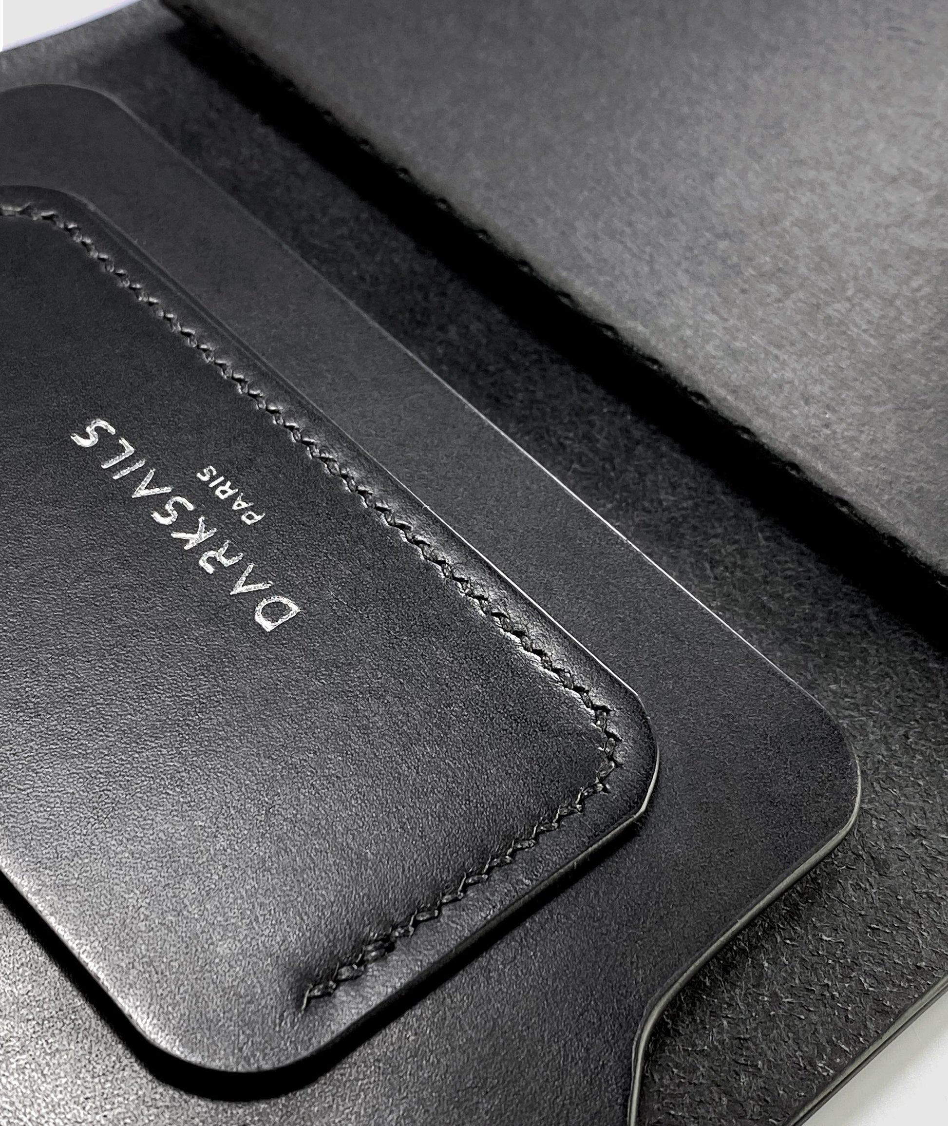 Black leather passport and notebook cover by darksails - handmade luxury leathergoods