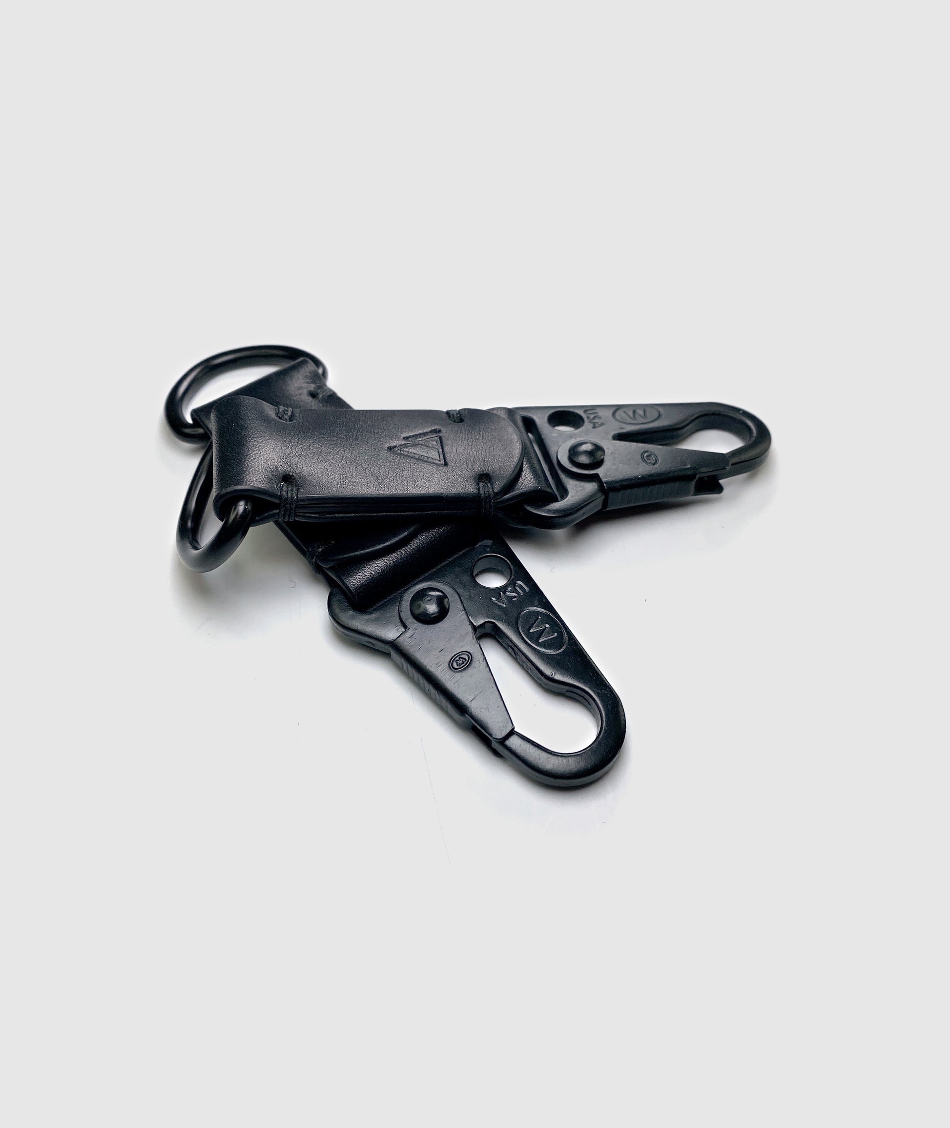 Black Leather Minimalist Snap hook Keychain