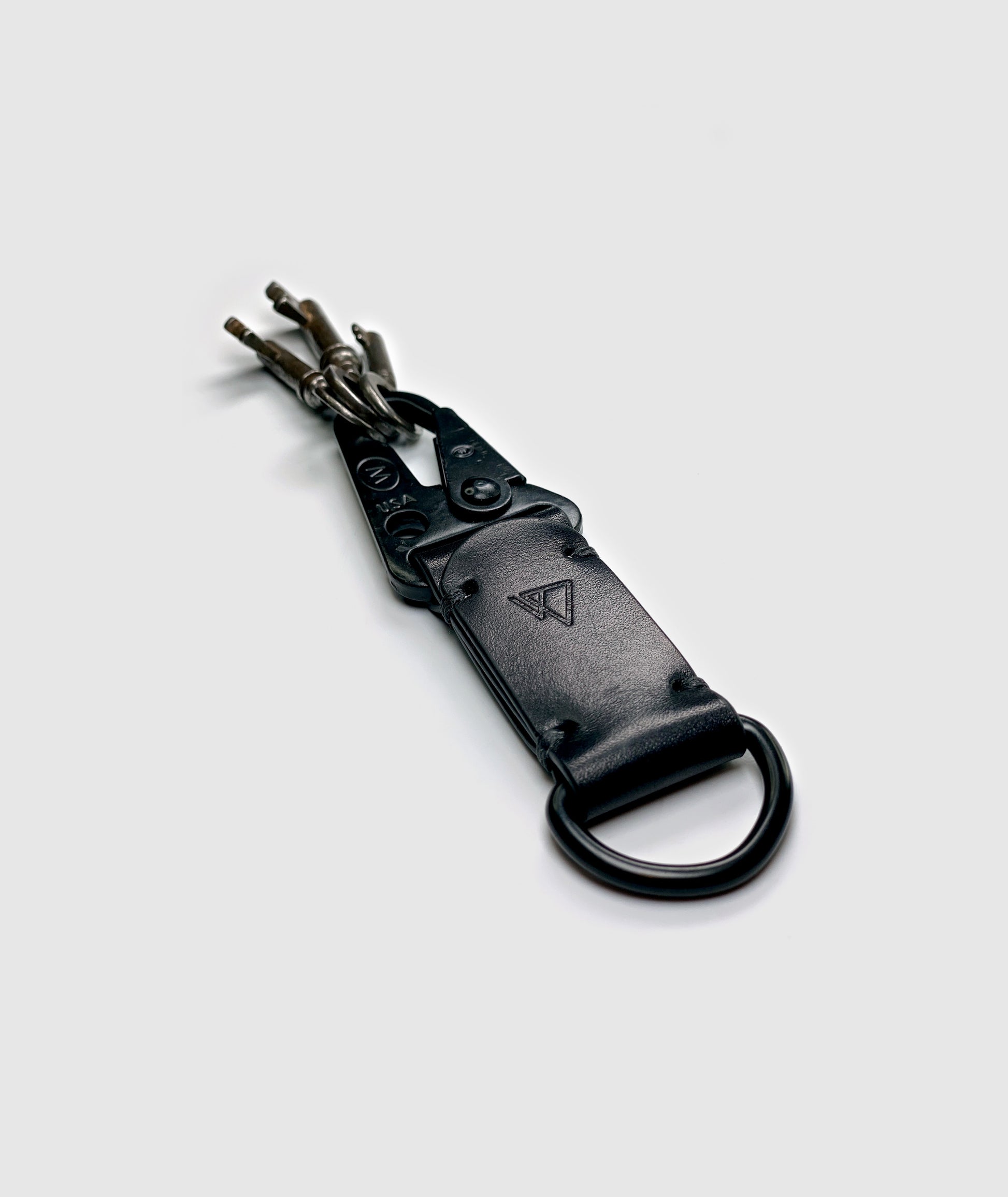 Black Leather Minimalist Snap hook Keychain