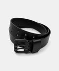 Black leather belt in full-grain leather with custom sizing