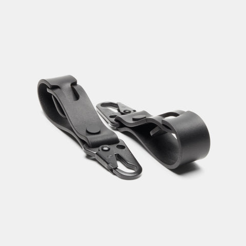 Porte-clés cuir noir passant de ceinture avec mousqueton HK noir mat