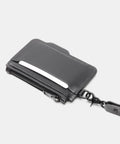 Porte-cartes cuir noir zippé verso avec mousqueton mexicain noir