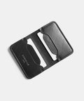 Porte-cartes cuir noir bifold fait main en France en cuir pleine fleur