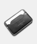 Minimalist leather card holder showing slim profile and card slot access