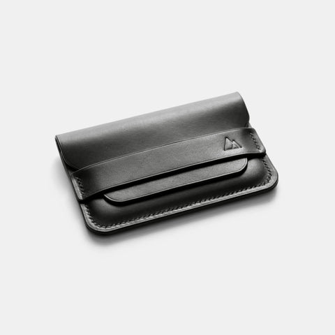 Porte-cartes cuir noir ouvert en cuir pleine fleur