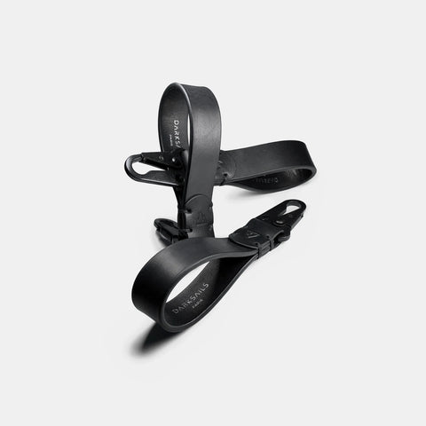 Black leather key lanyard handmade with full-grain vegetable tanned leather