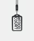 Porte-badge cuir noir vue de face avec paracorde nylon