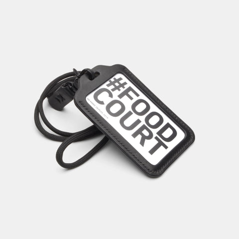 Porte-badge tour de cou cuir noir avec paracorde et fenêtre