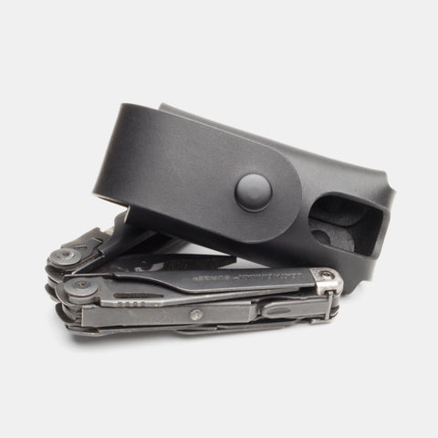 Black leather multitool sheath with Leatherman Surge handmade