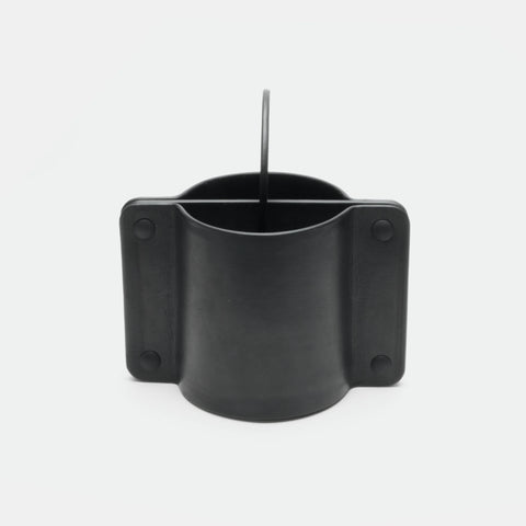Porte-stylo minimaliste en cuir noir pour bureau, vue de face