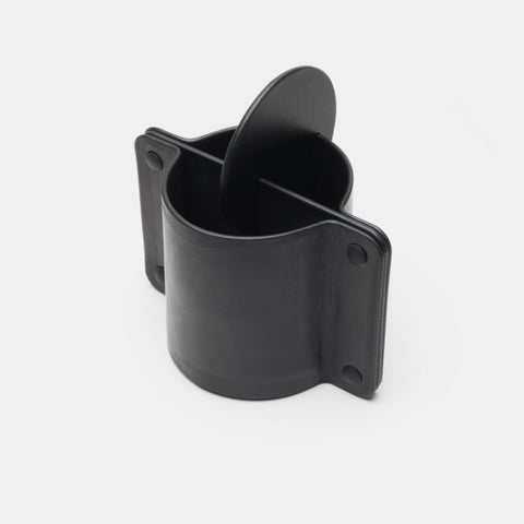 Pot à crayons en cuir noir pour bureau avec deux compartiments