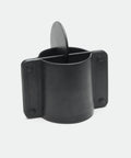 Pot à crayons cuir noir avec séparateur rond en cuir entre compartiments