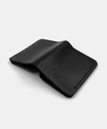 Slim black leather wallet for men closed minimalist profile