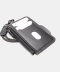 Porte-cartes zippé cuir noir avec cordon paracorde amovible
