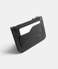 Pochette zippée cuir noir avec porte-cartes faite main en France