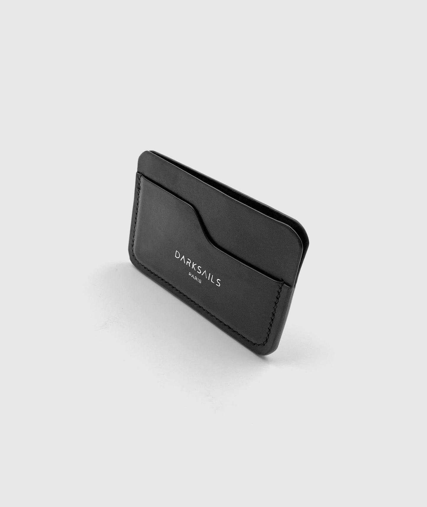 Slim black leather card holder
