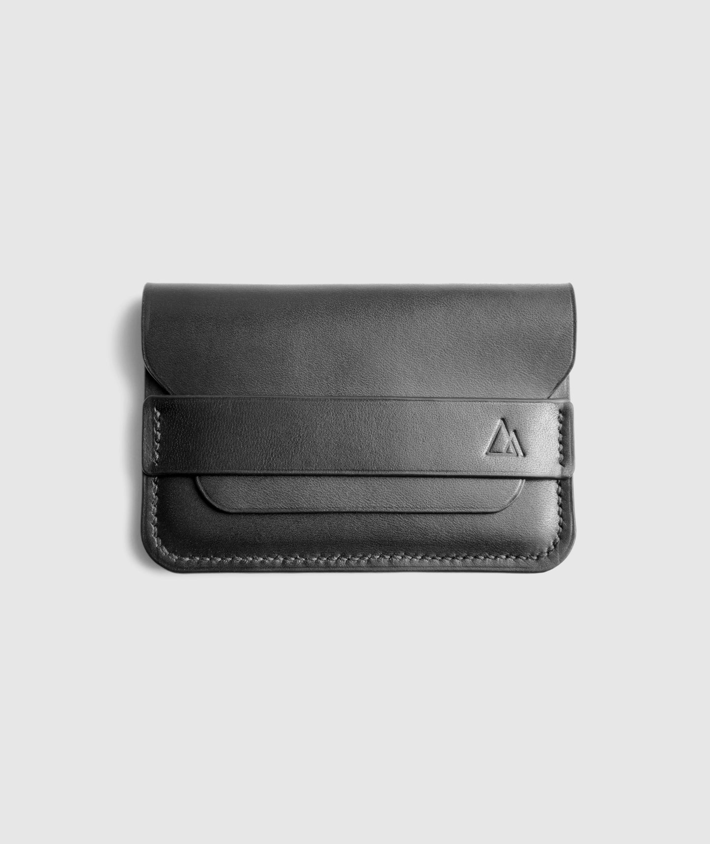 Envelope black leather card holder