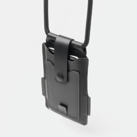 Étui téléphone tour de cou : poche passeport arrière et tranches lustrées