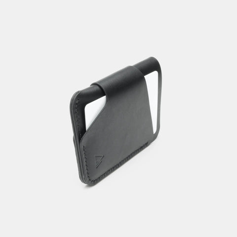 Porte-cartes cuir minimaliste à construction croisée, sans quincaillerie