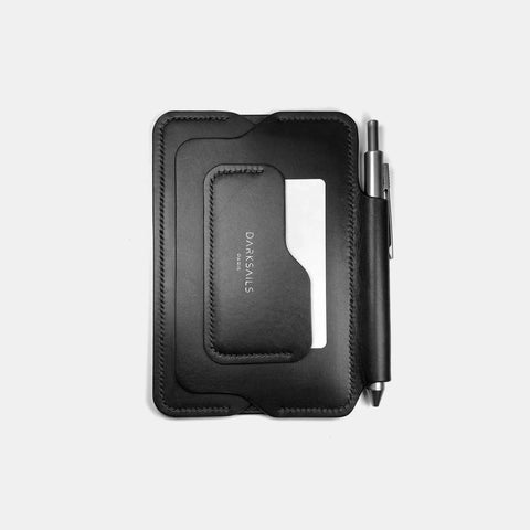 Support carnet cuir pour bureau avec porte-cartes et stylo