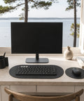 Tapis de clavier et souris cuir, fait main en France, vue mer