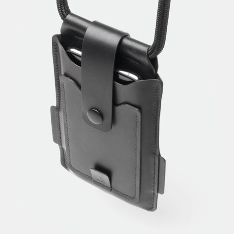 Dos d'étui téléphone tour de cou en cuir pleine fleur, porte-cartes